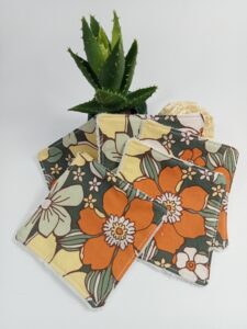 fleurs vintage orange et vert