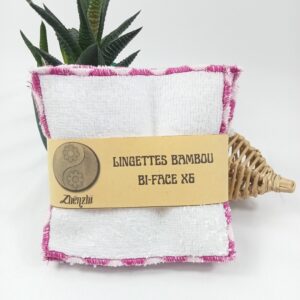 Lingettes démaquillantes bambou lavables bi-face – Lot de 6
