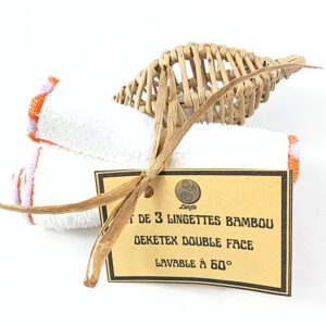 Lingettes bambou réutilisables – Lot de 3 lingettes bi‑face OEKO‑TEX®