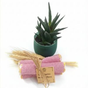 Lot de 3 lingettes bambou bifaces Ton Rose