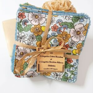 Lot de 10 lingettes lavables en coton & bambou – 11 x 11 cm