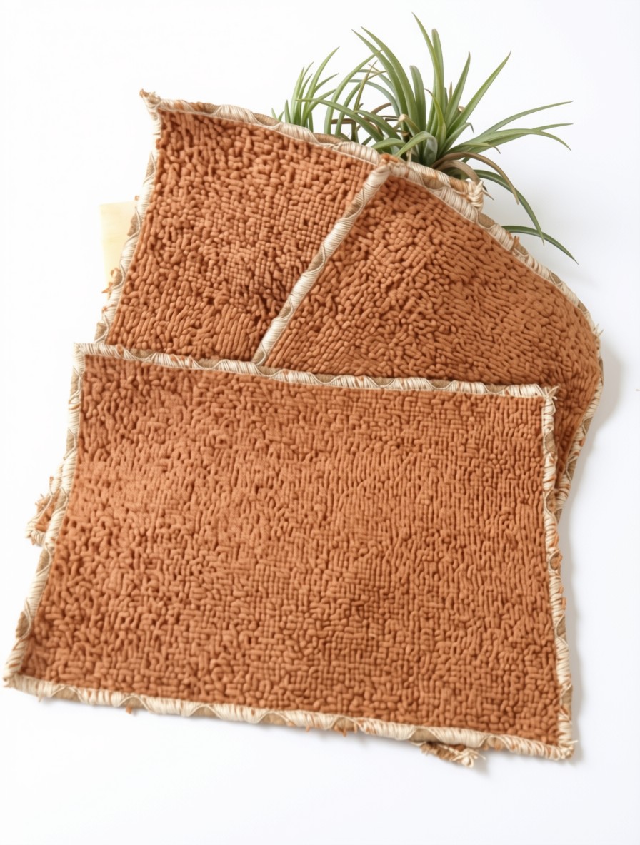 Lot de 3 lingettes bambou bifaces Ton Marron – Image 2