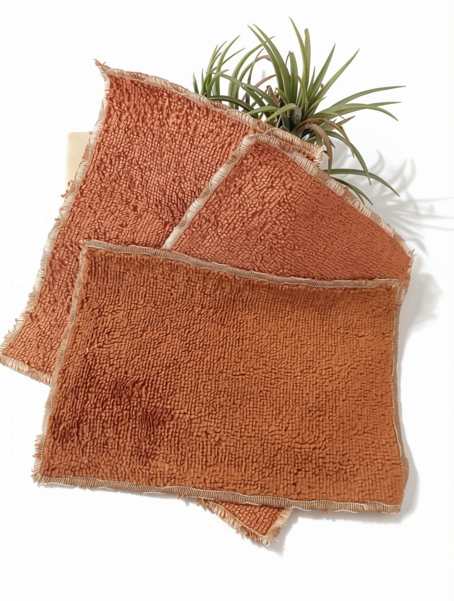 Lot de 3 lingettes bambou bifaces Ton Marron – Image 3
