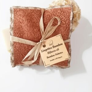 Lingettes démaquillantes bambou lavables bi-face – Lot de 6 Ton Marron